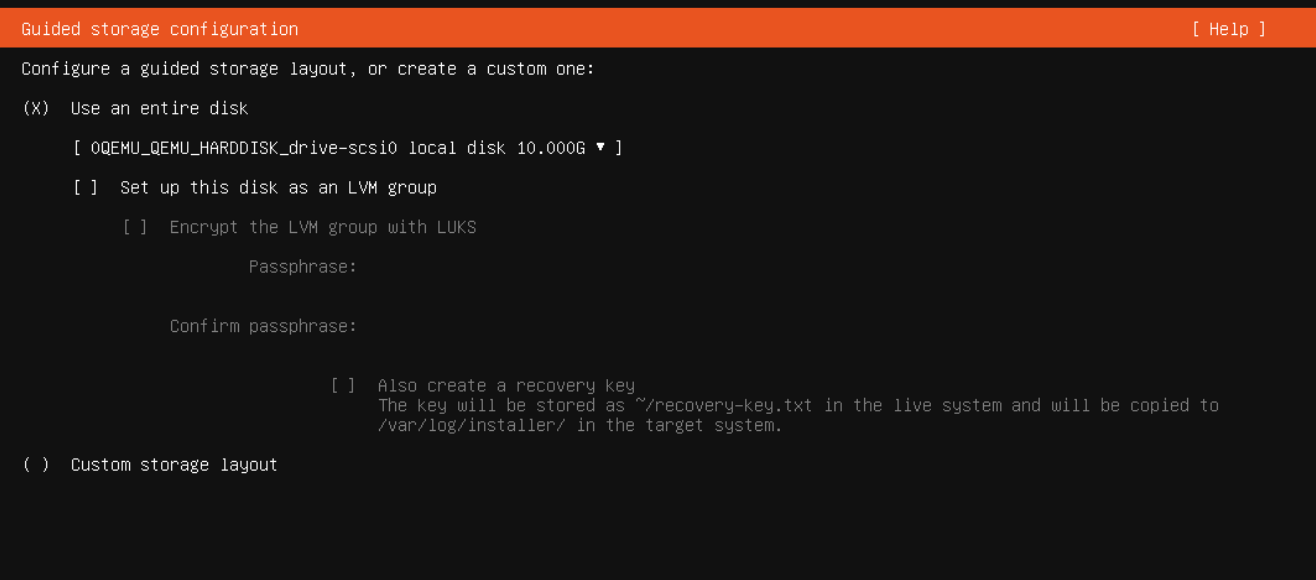 Ubuntu installer storage step